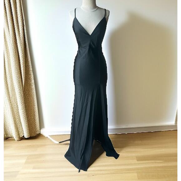 J.OUR Elegant Maxi Dress L Stretchy Slit Gown Formal Prom Gala Quite Luxury USA - Picture 2 of 6